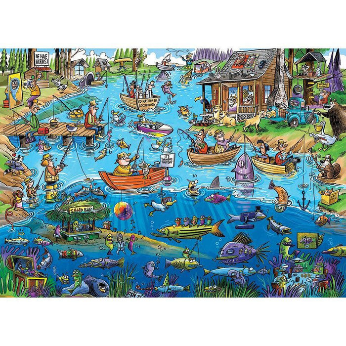 Gone Fishing Doodle Town 1000 Piece Jigsaw Puzzle Cobble Hill - for just $19.99! 
