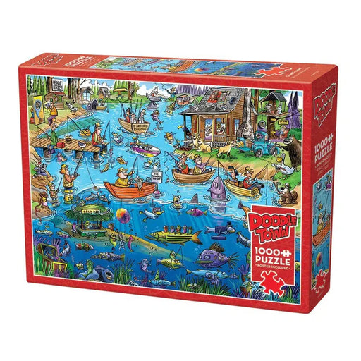 Gone Fishing Doodle Town 1000 Piece Jigsaw Puzzle Cobble Hill - for just $19.99! 