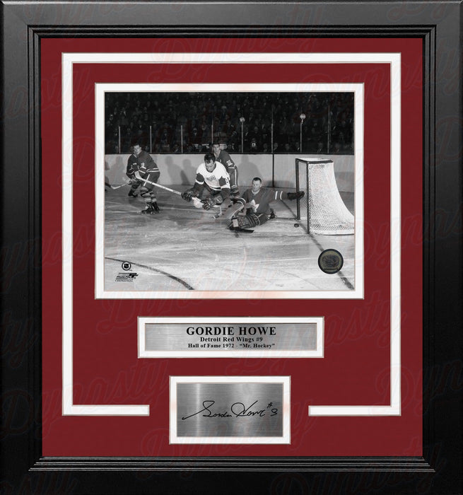 Gordie Howe in Action Detroit Red Wings 8" x 10" Framed Hockey Photo with Engraved Autograph - for just $79.99! 