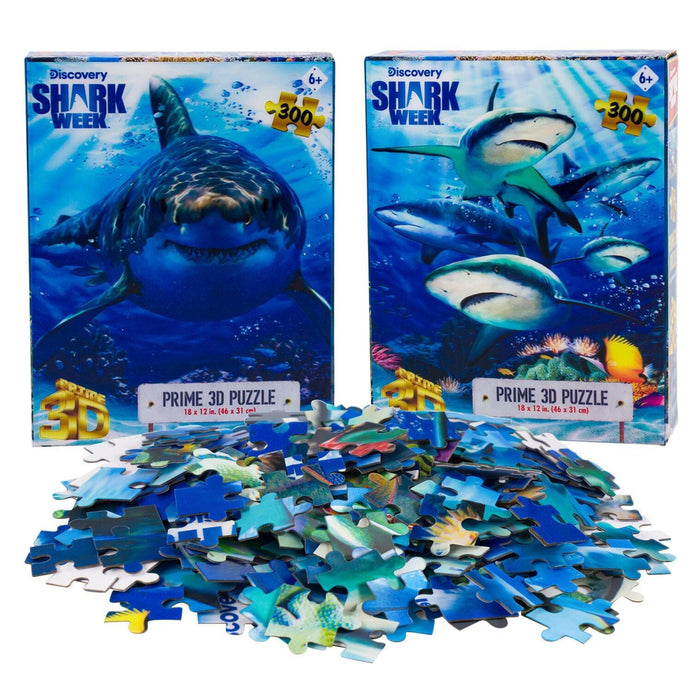 Great White & Shark Shiver Set of 2 300 Piece Lenticular Jigsaw Puzzles Prime 3D - for just $19.99! 