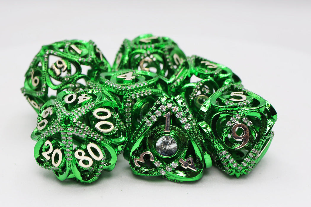 Hollow Hearts: Jeweled Green - Metal RPG Dice Set - for just $99.99! 