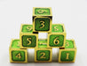 6 piece Metal D6's - Green and Gold - for just $29.99! 