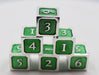 6 piece Metal D6's - Green and Silver - for just $29.99! 