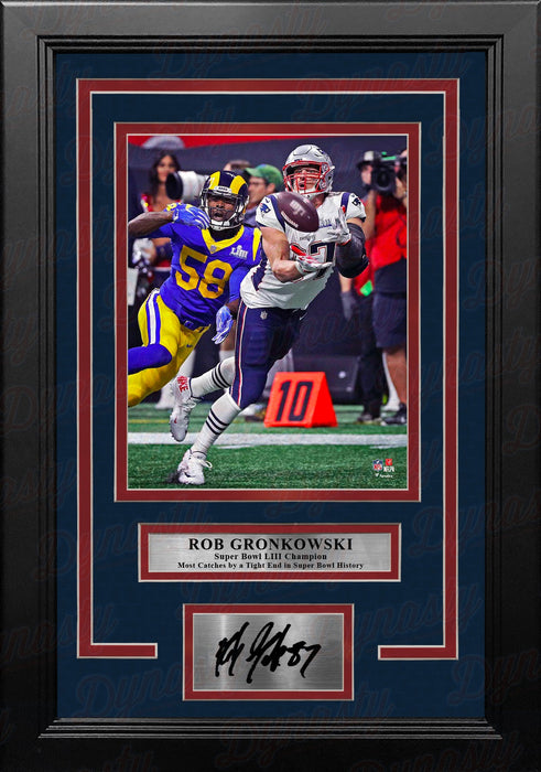 Rob Gronkowski Super Bowl LIII Catch New England Patriots 8x10 Framed Photo with Engraved Autograph - for just $79.99! 