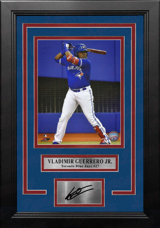 Vladimir Guerrero, Jr. At-Bat Toronto Blue Jays 8" x 10" Framed Baseball Photo with Engraved Autograph - for just $79.99! 