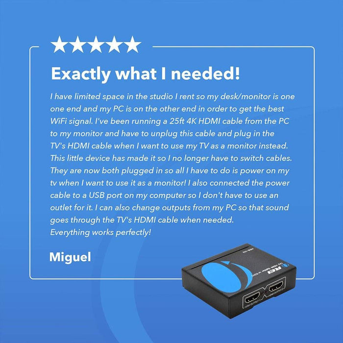 1x2 HDMI Splitter: 1-in 2-out, USB Powered, EDID, 3D Support (HD-102) - Premium Splitter - Just $14.99! Shop now at Retro Gaming of Denver