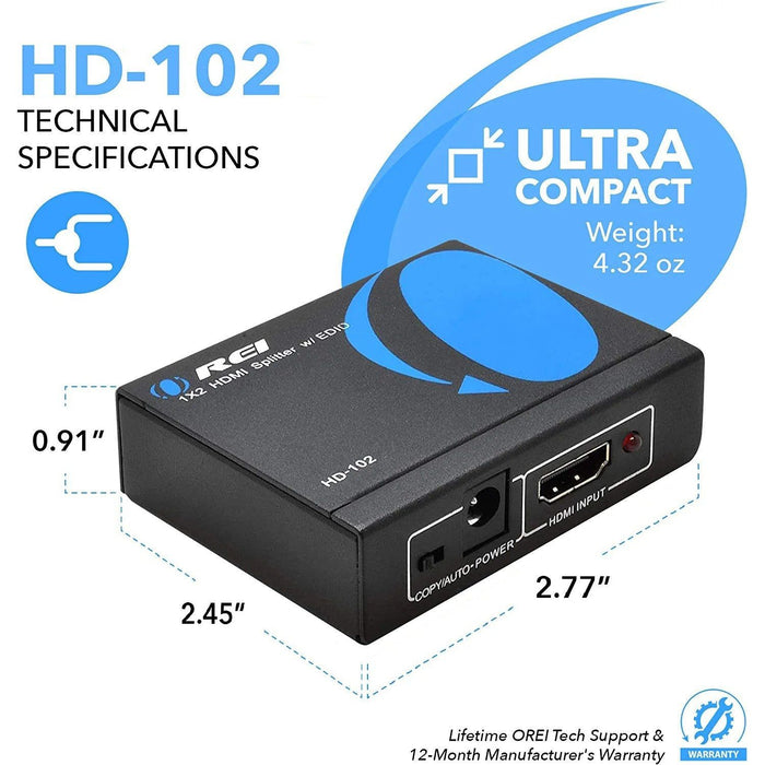 1x2 HDMI Splitter: 1-in 2-out, USB Powered, EDID, 3D Support (HD-102) - Premium Splitter - Just $14.99! Shop now at Retro Gaming of Denver