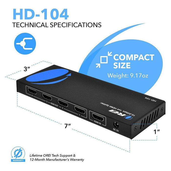 1x4 HDMI Splitter: 1-in 4-out (HD-104) - Just $19.99! Shop now at Retro Gaming of Denver