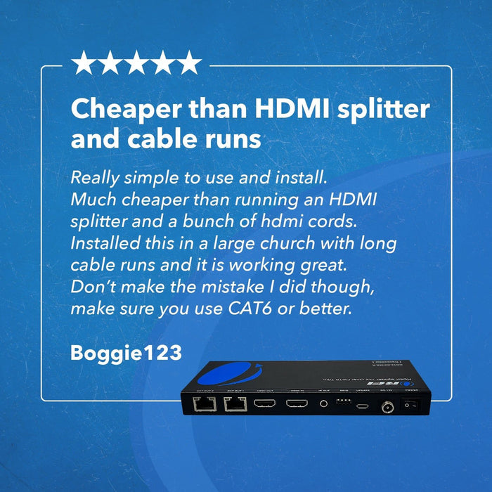 1x2 HDMI Extender Splitter Over CAT6/7 Up to 165 Ft- Loop-Out, IR Control & EDID (HD12-EX165-K) - Just $129.99! Shop now at Retro Gaming of Denver