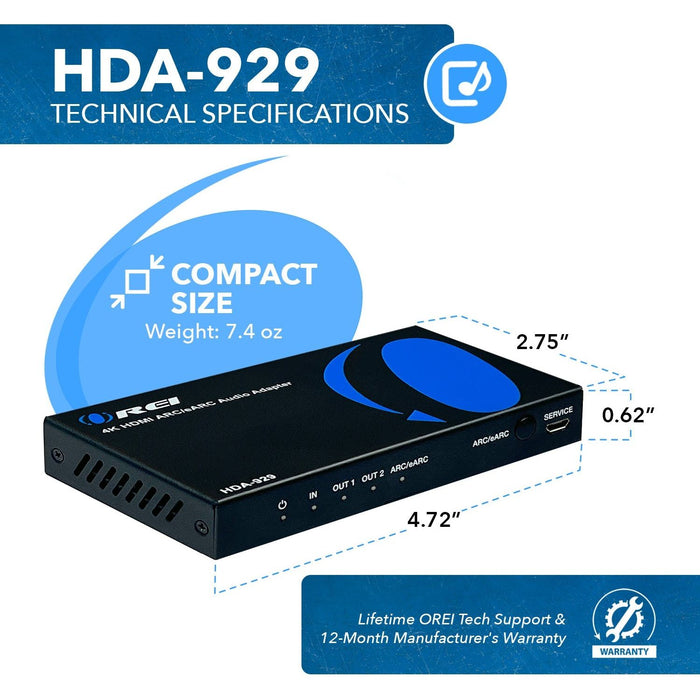 4K HDMI Audio Extractor ARC/eARC - Auto EDID management (HDA-929) - Just $99.99! Shop now at Retro Gaming of Denver