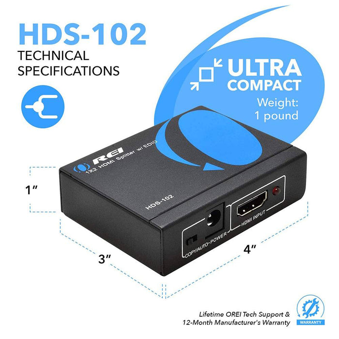 4K 1x2 HDMI Splitter: 1-in 2-out, EDID (HDS-102) - Premium Splitter - Just $16.99! Shop now at Retro Gaming of Denver