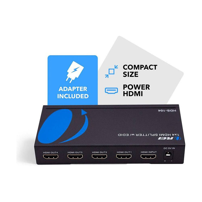 1x4 HDMI Splitter with Power Adapter : 1-in 4-out, EDID (HDS-104) - Just $29.99! Shop now at Retro Gaming of Denver