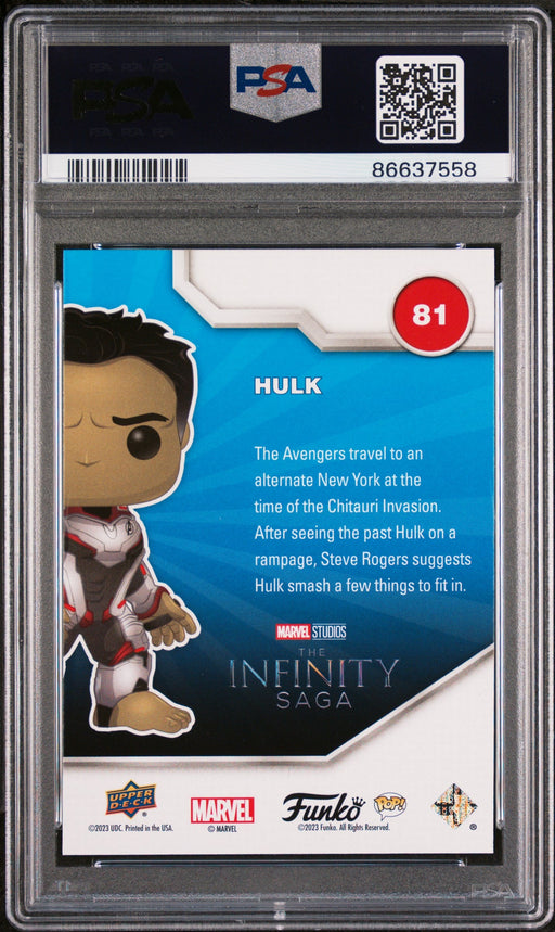 2023 UPPER DECK FUNKO POP MARVEL  HULK PLATINUM #81  PSA 10 - for just $54! 