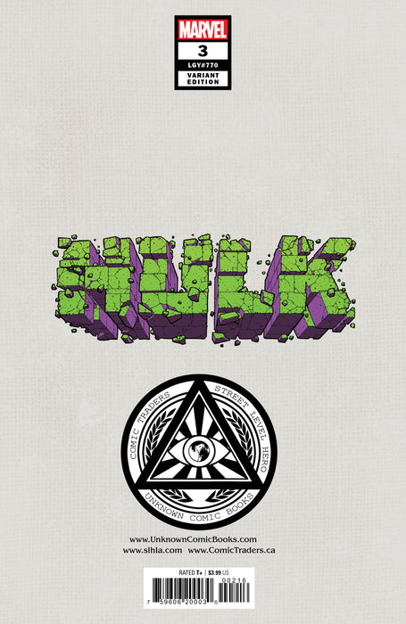 Hulk 3 Unknown Comics Alan Quah Exclusive Var (01/19/2022) - for just $10! 