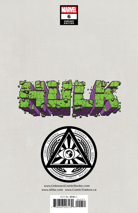 Hulk 6 Unknown Comics Will Sliney Exclusive Var (04/20/2022) - for just $10! 