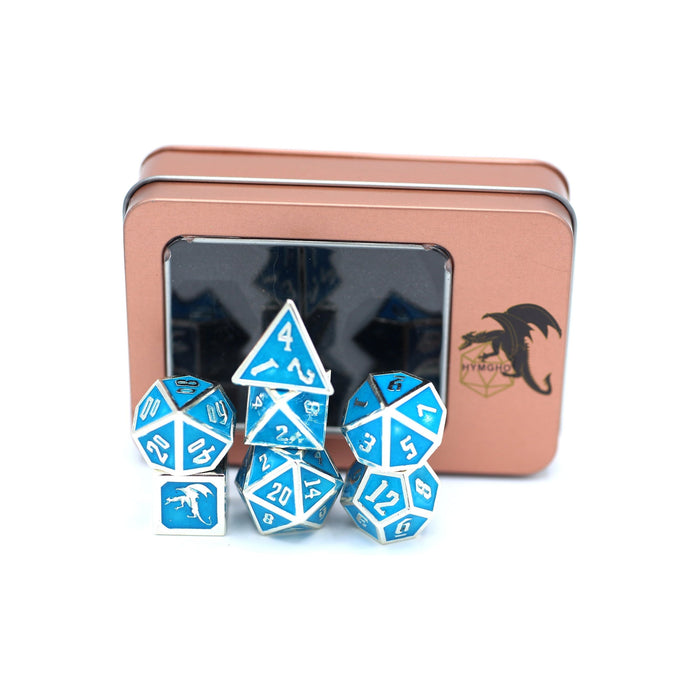 Solid Metal Draconis Dice set - Glow In the Dark Blue - Just $39.99! Shop now at Retro Gaming of Denver