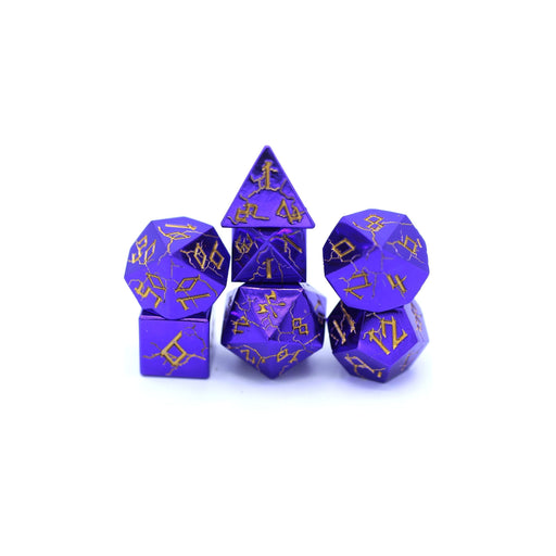 Barbarian Solid Metal Polyhedral Dice Set - Purple Chrome with Gold - Premium  - Just $39.99! Shop now at Retro Gaming of Denver