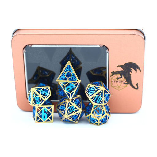 Dragon Nest Hollow Metal Polyhedral Dice Set - Blue and Gold - Premium Polyhedral Dice Set - Just $79.99! Shop now at Retro Gaming of Denver