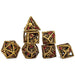 Skull's Grin Hollow Metal Dice Set - Gold with Red - Just $89.99! Shop now at Retro Gaming of Denver