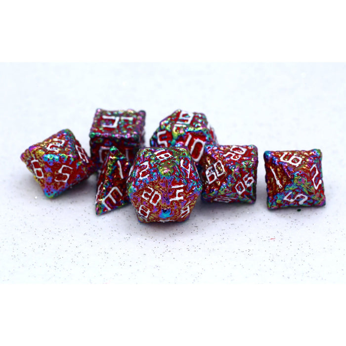 Pile of Skulls Solid Metal Dice Set - Chromatic and White - Premium Polyhedral Dice Set - Just $44.99! Shop now at Retro Gaming of Denver