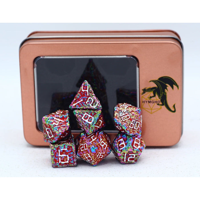 Pile of Skulls Solid Metal Dice Set - Chromatic and White - Premium Polyhedral Dice Set - Just $44.99! Shop now at Retro Gaming of Denver