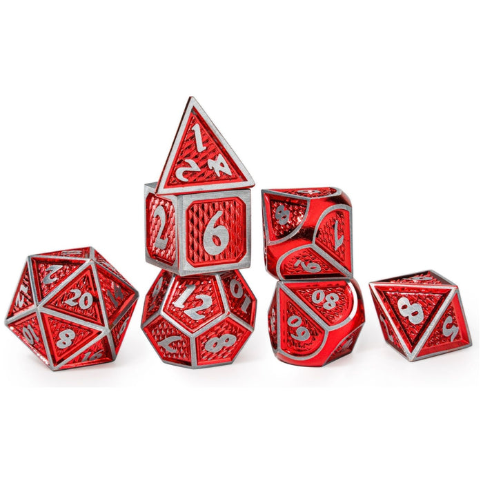 Solid Metal Behemoth Dice set - Brushed Red - Just $39.99! Shop now at Retro Gaming of Denver