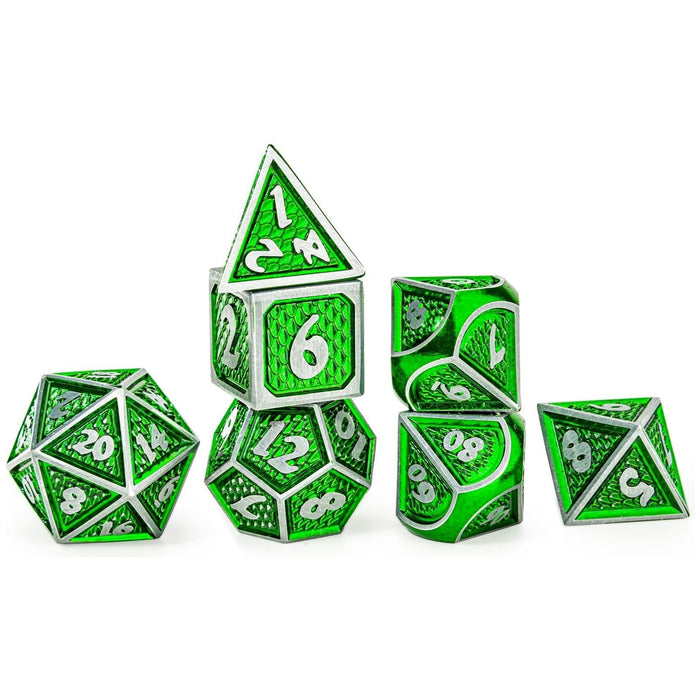 Solid Metal Behemoth Dice set - Brushed Green - Just $39.99! Shop now at Retro Gaming of Denver