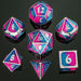 Solid Metal Behemoth Dice set - Silver with Pink and Blue - Premium Polyhedral Dice Set - Just $39.99! Shop now at Retro Gaming of Denver