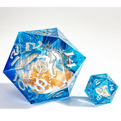 Sharp Edged Resin 55mm D20 - Sea Snail w/ Silver Ink - Premium Giant Hollow Dice - Just $54.99! Shop now at Retro Gaming of Denver
