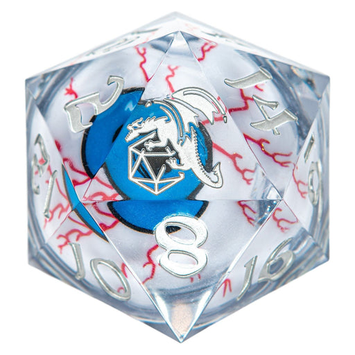 Sharp Edged Resin LED 55mm D20 - Always Watching Blue - Premium Single D20 - Just $59.99! Shop now at Retro Gaming of Denver
