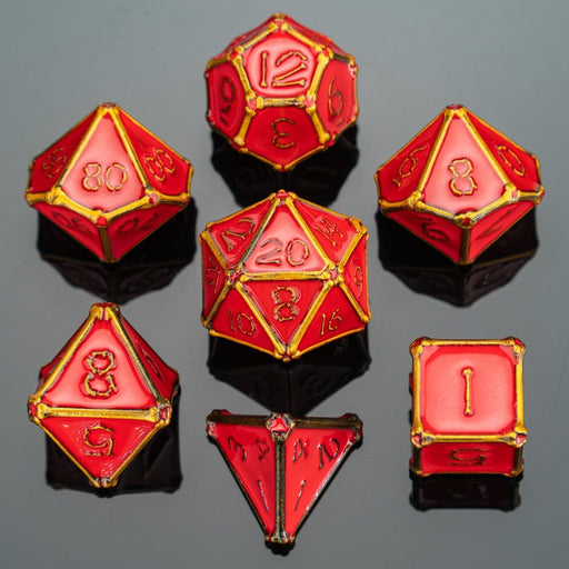 Bone Collector Solid Metal Dice Set - Gold with Red Enamel - Premium Polyhedral Dice Set - Just $44.99! Shop now at Retro Gaming of Denver