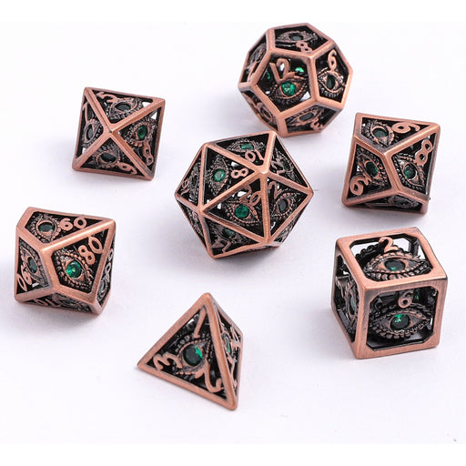 MINI Dragon's Eye Hollow Metal Dice Set - Emerald Green Gems - Premium Polyhedral Dice Set - Just $49.99! Shop now at Retro Gaming of Denver