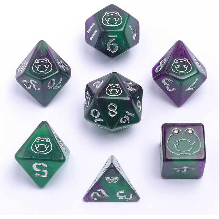 Wyrmforged Rollers - Rounded Plastic Polyhedral Dice - Bog Frog Silver - Just $15.99! Shop now at Retro Gaming of Denver