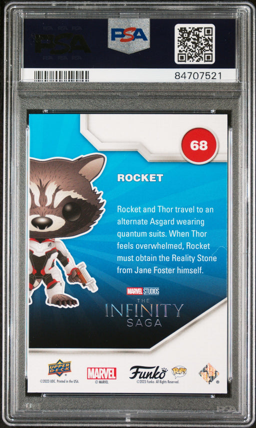 2023 UPPER DECK FUNKO POP MARVEL  ROCKET PLATINUM #68  PSA 10 - for just $54! 