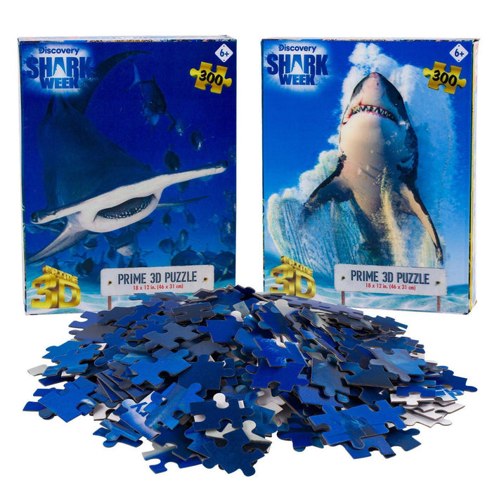 Hammerhead & Great White Set of 2 300 Piece Lenticular Jigsaw Puzzles Prime 3D - for just $19.99! 