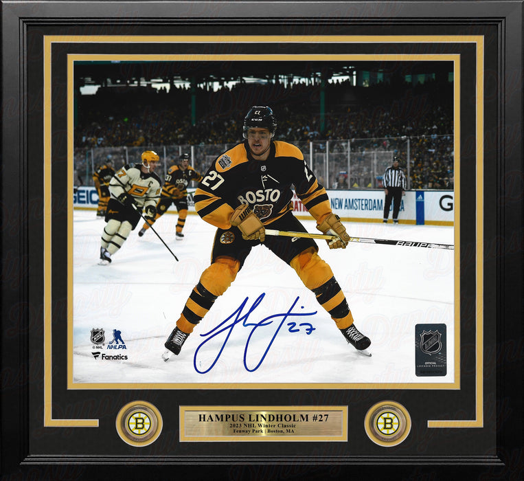 Hampus Lindholm 2023 Winter Classic Action Boston Bruins Autographed 11" x 14" Framed Hockey Photo - for just $99.99! 