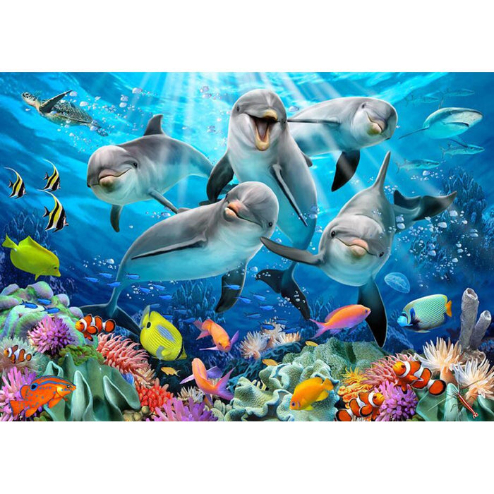 Happy Dolphins 200 Piece Wood Jigsaw Puzzle Wooden City - for just $19.99! 