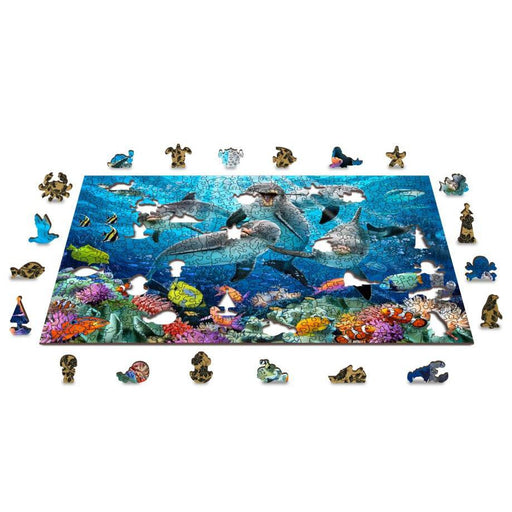 Happy Dolphins 505 Piece Wood Jigsaw Puzzle Wooden City - for just $27.99! 