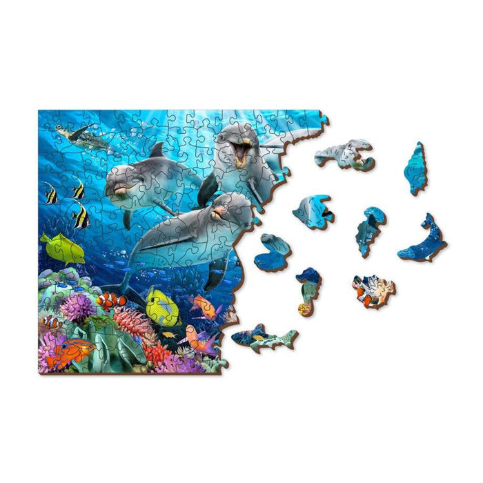Happy Dolphins 505 Piece Wood Jigsaw Puzzle Wooden City - for just $27.99! 