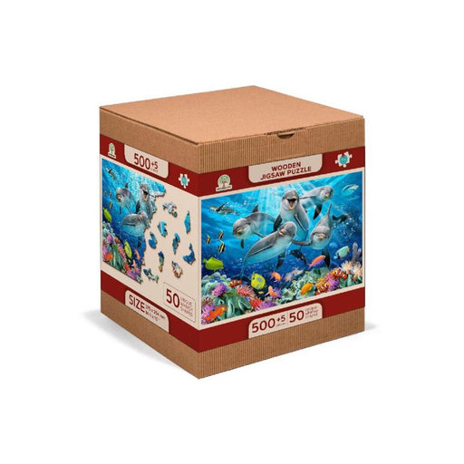 Happy Dolphins 505 Piece Wood Jigsaw Puzzle Wooden City - for just $27.99! 