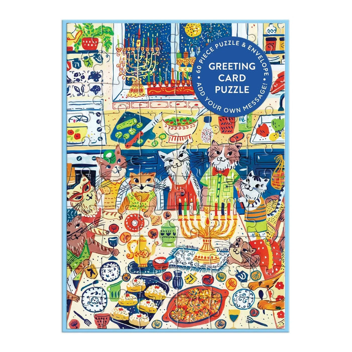 Happy Hanukcats Greeting Card 60 Piece Jigsaw Puzzle Galison - for just $7.99! 