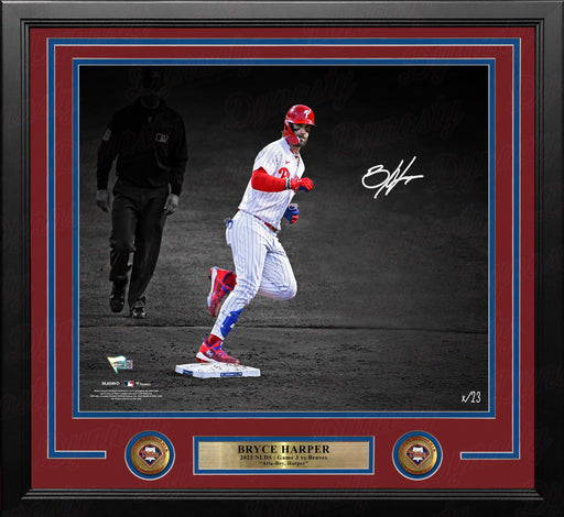 Bryce Harper Stares Down Arcia Philadelphia Phillies Autographed 16" x 20" Framed Blackout Photo - for just $1499.99! 