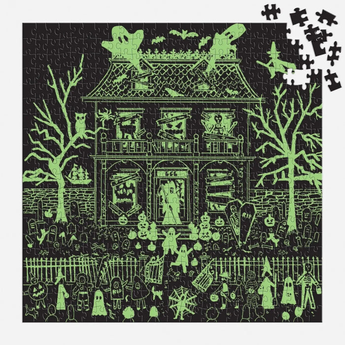 Haunted House 500 Piece Glow in the Dark Jigsaw Puzzle Galison - for just $17.99! 