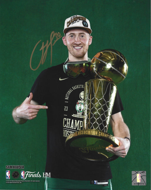 Sam Hauser 2024 NBA Trophy Autographed Boston Celtics 8" x 10" Championship Photo - for just $49.99! 