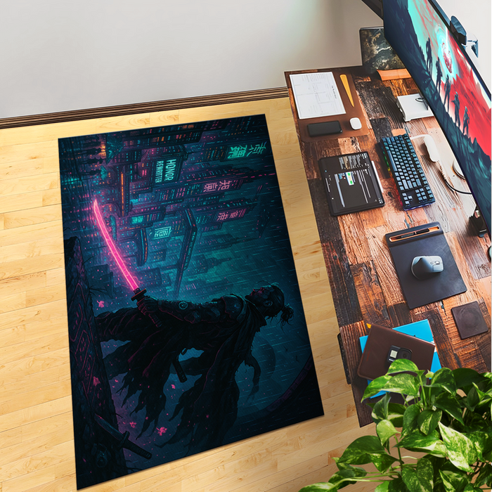 Samurai Cyber Punk Inspired Decor Rug- 62x40 inches - for just $44.99! 