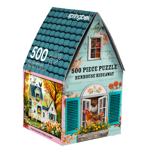Henhouse Hideaway 500 Piece Jigsaw Puzzle in Shaped Box Springbok - for just $17.99! 