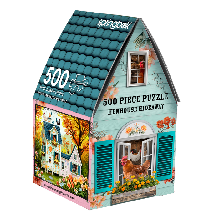 Henhouse Hideaway 500 Piece Jigsaw Puzzle in Shaped Box Springbok - for just $17.99! 