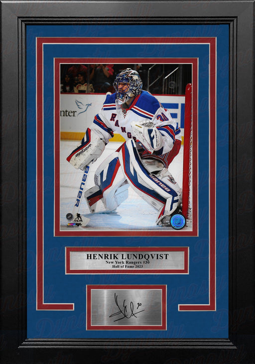 Henrik Lundqvist in Net New York Rangers 8" x 10" Framed Hockey Photo with Engraved Autograph - for just $79.99! 