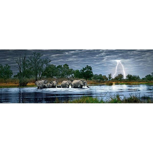 Herd of Elephants 2000 Piece Panoramic Jigsaw Puzzle Heye - for just $49.99! 