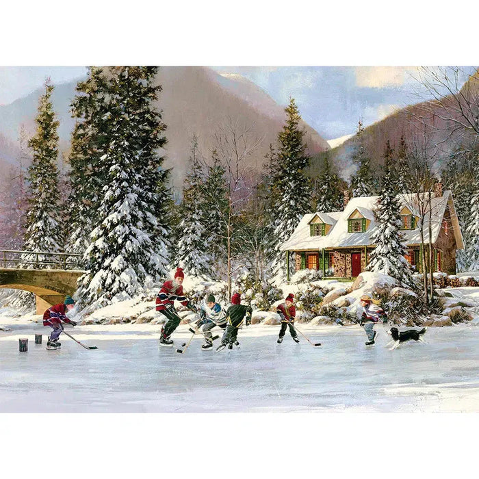 Hockey Pond 35 Piece Tray Jigsaw Puzzle Cobble Hill - for just $9.99! 